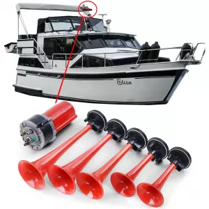 5 Tone Boat Horn General Lee Melody Horn with Compressor Red 118dB 12 Volt