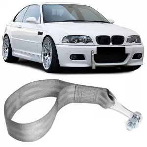 Tow hook motorsport towing strap made of fabric universal 26.5cm grey