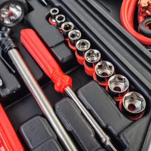 Car onboard tool kit jumper cables flashlight pliers screwdriver 30-piece