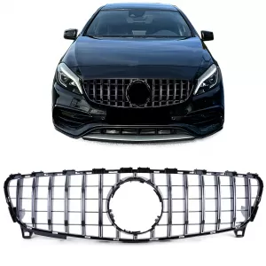 Sport grille black gloss chrome suitable for Mercedes W176 Facelift 15-18