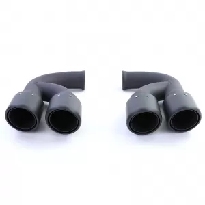 Terminali di scarico in acciaio inox a doppio tubo neri adatti per Porsche Cayenne 92A 3.0 Diesel 10-14-image-6195058