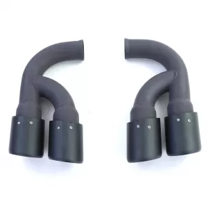 Terminali di scarico in acciaio inox a doppio tubo neri adatti per Porsche Cayenne 92A 3.0 Diesel 10-14-image-6195059