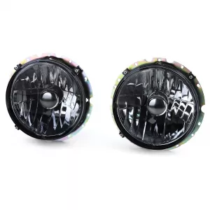 Clear glass headlights black smoke H4 pair for VW Beetle + Convertible from 73