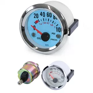 Oil Pressure Gauge Additional Installation Instrument Universal 52mm Plasma Blue Illuminated