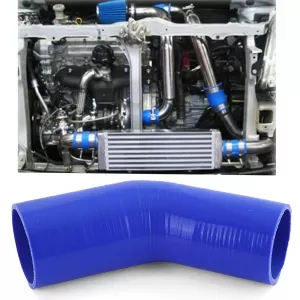 Performance silicone hose elbow reducer 45° Ø 70 to 63mm blue