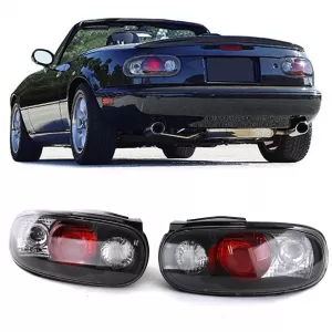Clear Glass Tail Lights Black for Mazda MX5 NA 89-98