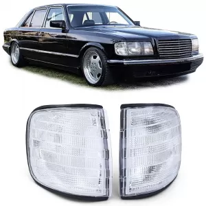 Indicator white pair for Mercedes S-Class W126 sedan 80-91