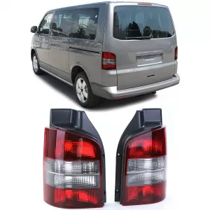 Tail lights red black pair for VW T5 Bus + Transporter with tailgate 03-09