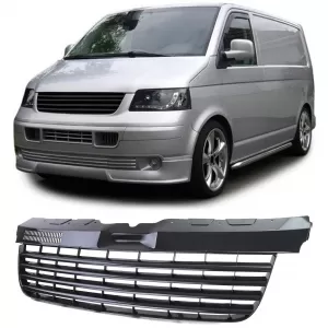 Radiator grille without emblem, gloss black, suitable for VW Bus T5 03-09 Transporter