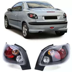 image-16-Átlátszó üveg hátsó lámpák fekete színben Peugeot 206 CC Coupe Cabrio 00-08