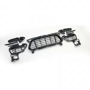Set di griglie anteriori adatto per paraurti Porsche Cayenne 958 92A pre-facelift 10-14 Turbo-image-6195645