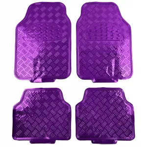Autogummimatten-Set 4 Stück Aluminium-Rautenmuster Universal Chrom Lila-image-6195654