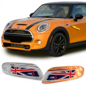 LED side indicators Union Jack red blue for Mini One Cooper S F55 F56 F57 2014-21