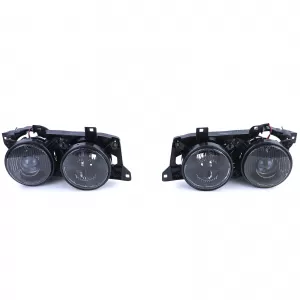 Set di fari neri fumé adatto per BMW Serie 5 E34 88-95 e Serie 7 E32 88-94-image-6195899