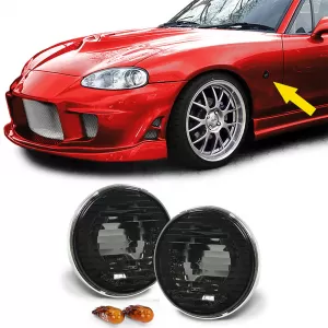 Clear glass side indicators black smoke with chrome trim for Mazda MX5 NA NB 89-05