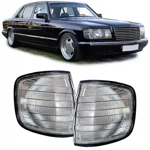 Indicator Black Smoke Pair Left Right for Mercedes S-Class W126 79-91