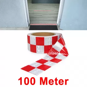 Signal tape marking tape barrier tape self-adhesive reflective checkered 100m