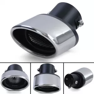 Motorsport stainless steel exhaust tailpipe trim for screwing on 70x114mm oval slanted