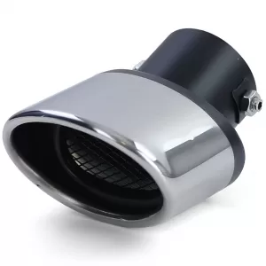 Motorsport stainless steel exhaust tailpipe trim for screwing on 70x114mm oval slanted