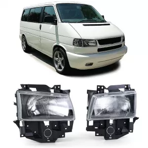 Headlights Black Smoke Pair for VW Bus T4 Caravelle Multivan 96-03