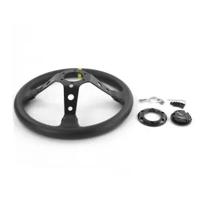 Sport steering wheel dished TYPE 1 genuine leather black 350mm for Momo Sparco-image-6196289