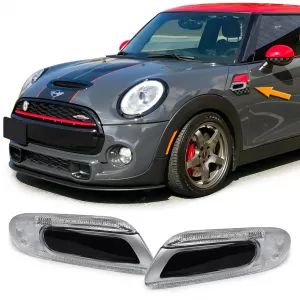 LED side indicators silver black for Mini One Cooper S F55 F56 F57 2014-2021