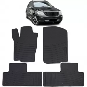 Car Rubber Floor Mats Black Premium Set for Mercedes M-Class ML W164 2005-2011