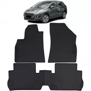 Car Rubber Floor Mats Black Premium Set for Peugeot 3008 09-16