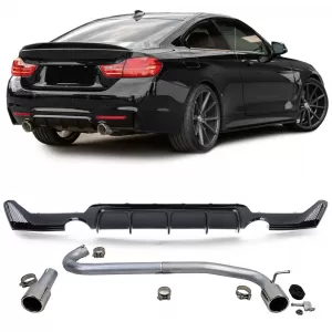 image-2-Hátsó diffúzor fényes + kipufogóvég 440 look BMW F32 F33 F36 425 428 430 modellekhez