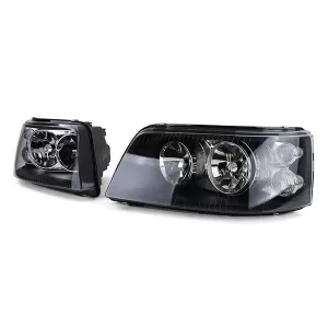 Fari anteriori H7 H1 in vetro chiaro neri con motore LWR coppia adatta per VW Bus T5 03-09-image-6196654