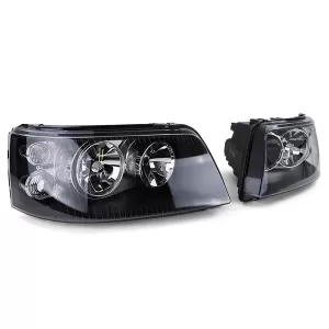 Fari anteriori H7 H1 in vetro chiaro neri con motore LWR coppia adatta per VW Bus T5 03-09-image-6196655