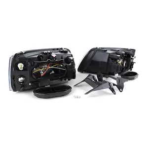 Fari anteriori H7 H1 in vetro chiaro neri con motore LWR coppia adatta per VW Bus T5 03-09-image-6196656
