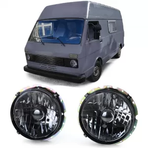 Clear glass headlights black smoke H4 pair for VW LT 28 35 40 45 75-85