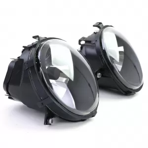 Coppia di fari in vetro trasparente H4 fumo nero adatta per VW Lupo 98-05-image-6196748