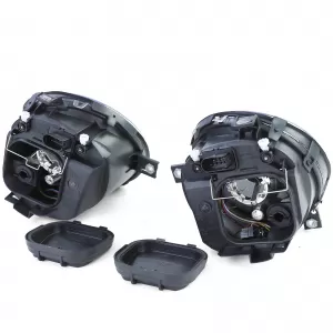 Coppia di fari in vetro trasparente H4 fumo nero adatta per VW Lupo 98-05-image-6196752