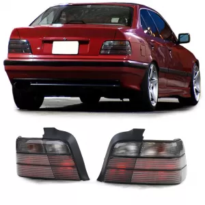 Tail light set black smoke fits 3 Series BMW E36 sedan 1990-1998