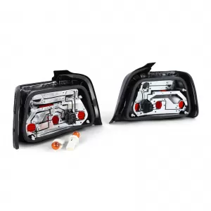 Tail light set black smoke fits 3 Series BMW E36 sedan 1990-1998