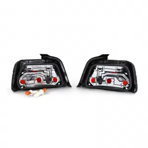 Tail light set black smoke fits 3 Series BMW E36 sedan 1990-1998
