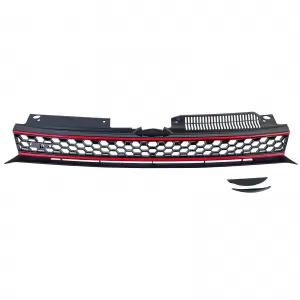 Sport grille without emblem black red suitable for VW Golf 6 including GTI 08-13