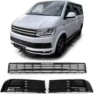 Radiator Grille Grid Bumper Gloss Black for VW T6 Multivan without ACC 15-19