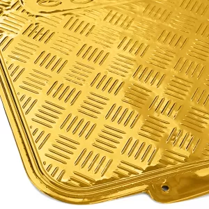 Set de covorașe din cauciuc pentru mașină 4 bucăți Aspect tablă cu carouri din aluminiu Universal Cromat Aurie-image-6197070