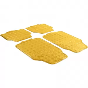 Set de covorașe din cauciuc pentru mașină 4 bucăți Aspect tablă cu carouri din aluminiu Universal Cromat Aurie-image-6197072