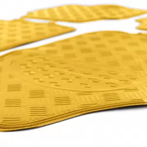 Set de covorașe din cauciuc pentru mașină 4 bucăți Aspect tablă cu carouri din aluminiu Universal Cromat Aurie-image-6197073