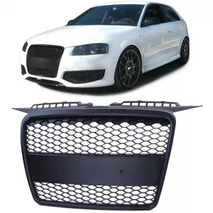 Sport honeycomb radiator grille without emblem black matte suitable for Audi A3 8P 05-08