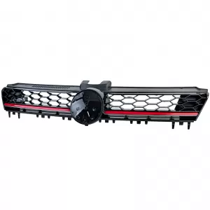 Sport honeycomb radiator grille black gloss with red trim for VW Golf 7 12-17 GTI