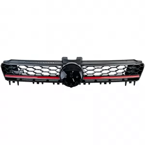Sport honeycomb radiator grille black gloss with red trim for VW Golf 7 12-17 GTI