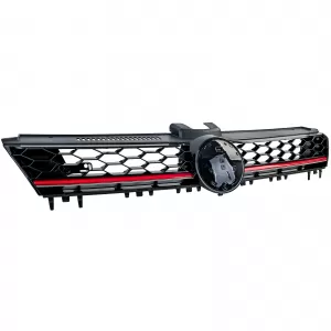 Sport honeycomb radiator grille black gloss with red trim for VW Golf 7 12-17 GTI