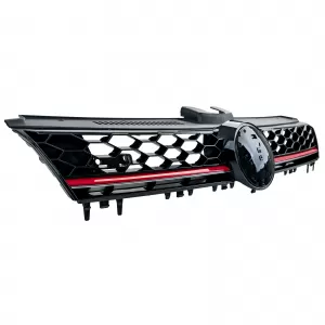 Sport honeycomb radiator grille black gloss with red trim for VW Golf 7 12-17 GTI