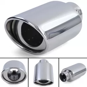 Stainless steel tailpipe trim for screwing on 88x114mm oval up to 55mm