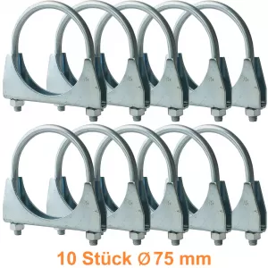 75mm exhaust clamps U-bolt clamp pipe clamp universal 10 pieces
